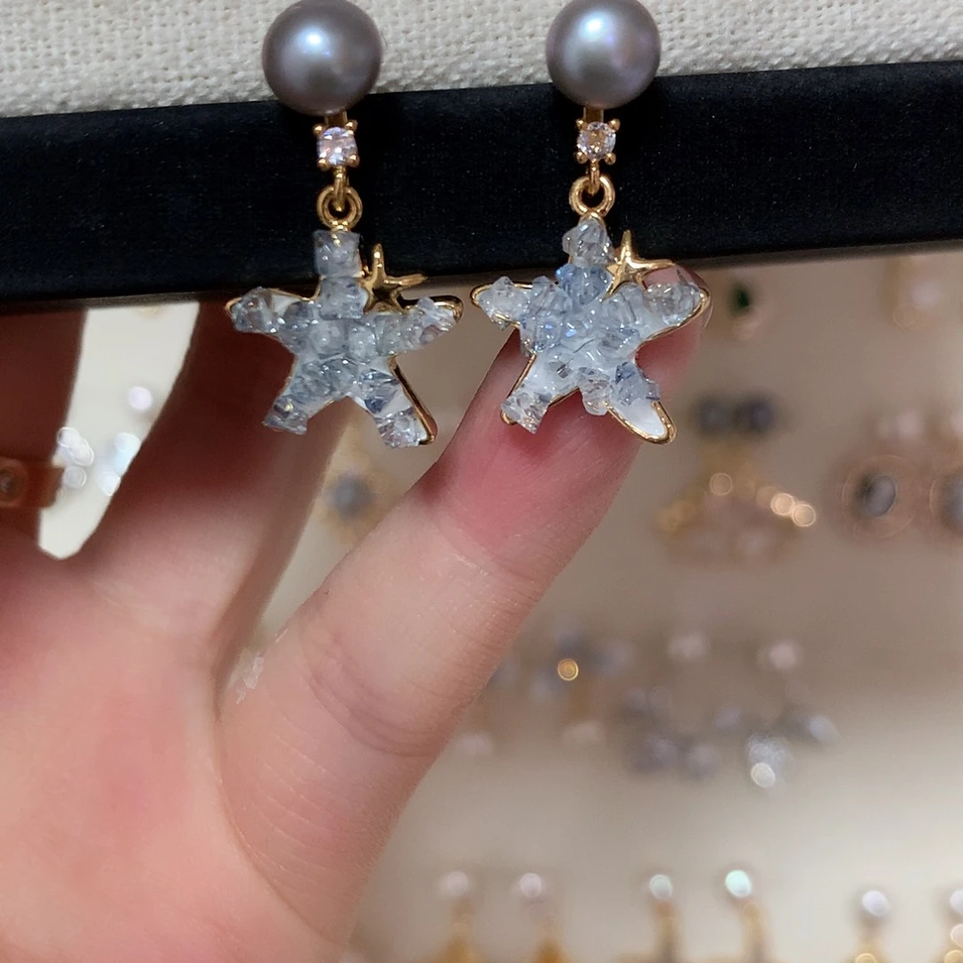 淡水珍珠耳饰合金