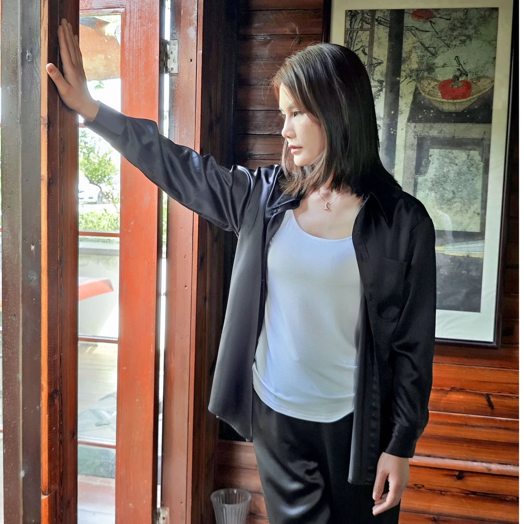 2025春夏显瘦简约大方优雅气质衬衫阔腿裤黑白两件套女新款莫代尔