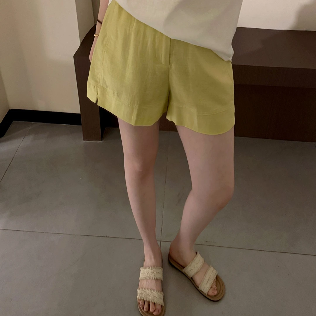 今婷韩系百搭舒适减龄时尚设计感高级简约休闲短裤-J25212320