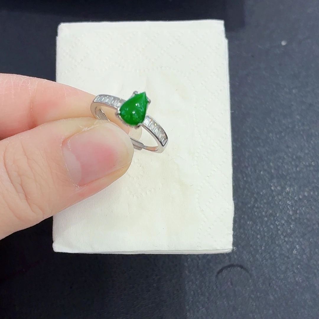 翡翠银S925镶嵌戒指翡翠戒指