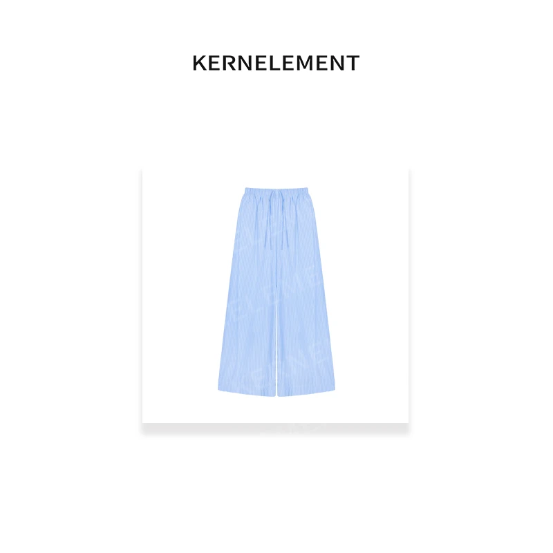 DA.KE 【罗马假日pants】直筒蓝色条纹休闲时尚百搭阔腿裤宽松PSM01