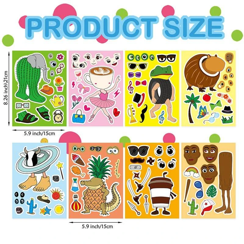 ai山海经通通通木棍人融合怪异兽拼图贴儿童益智diy手账创意贴画