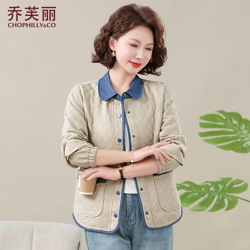 中年妈妈春秋外套洋气大码2025新款40岁50中老年女士春装夹克上衣