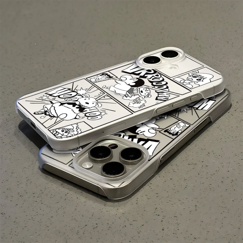 插画小白小新PC磨砂硬壳适用苹果16手机壳14华为oppo小米15vivo套