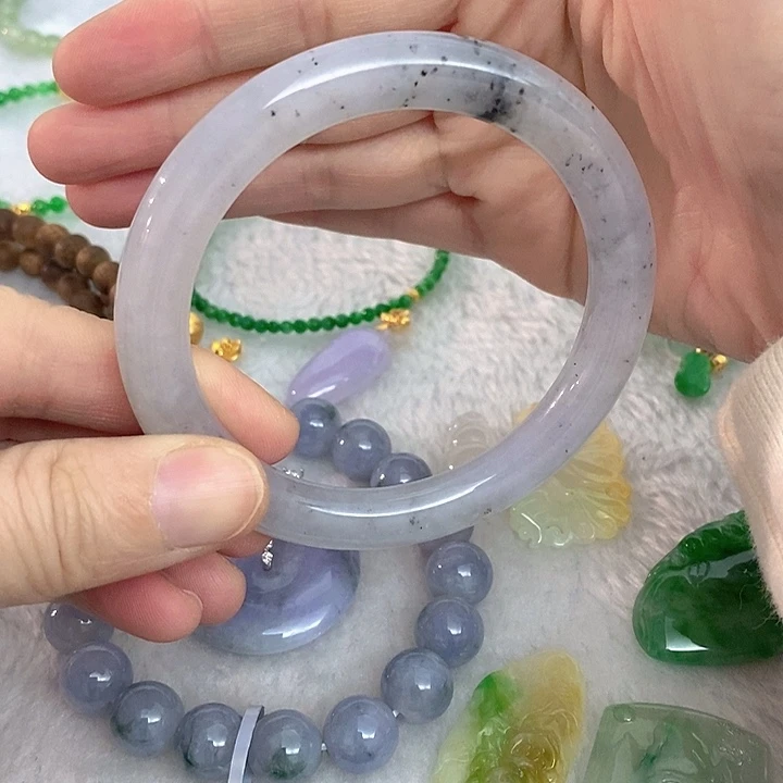 翡翠未镶嵌手镯冰乌鸡圆条55