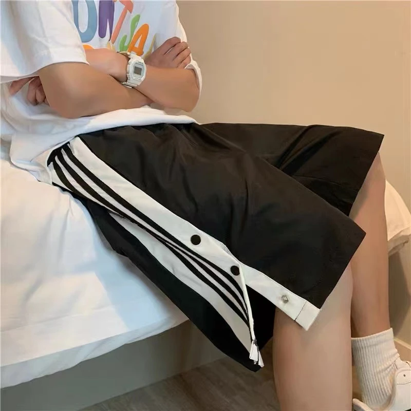 K9906 N 美式潮流排扣短裤男夏季薄款宽松休闲裤时尚休闲五分裤