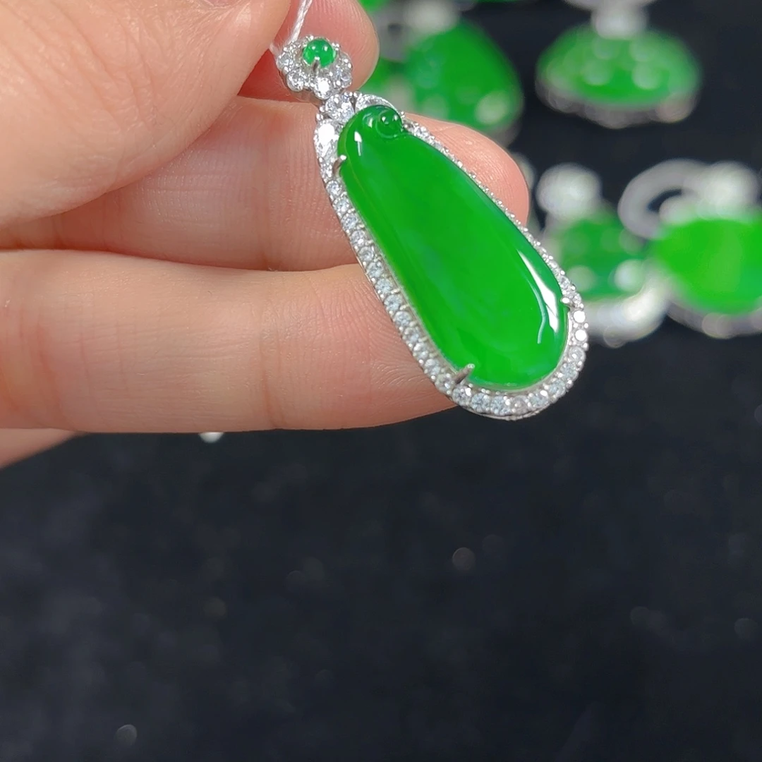 翡翠银S925镶嵌吊坠(不含链)