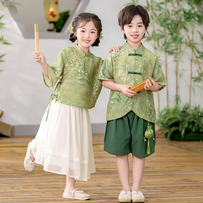 儿童汉服男童中国风古装2025新款女童中式民族服装小孩六一演出服