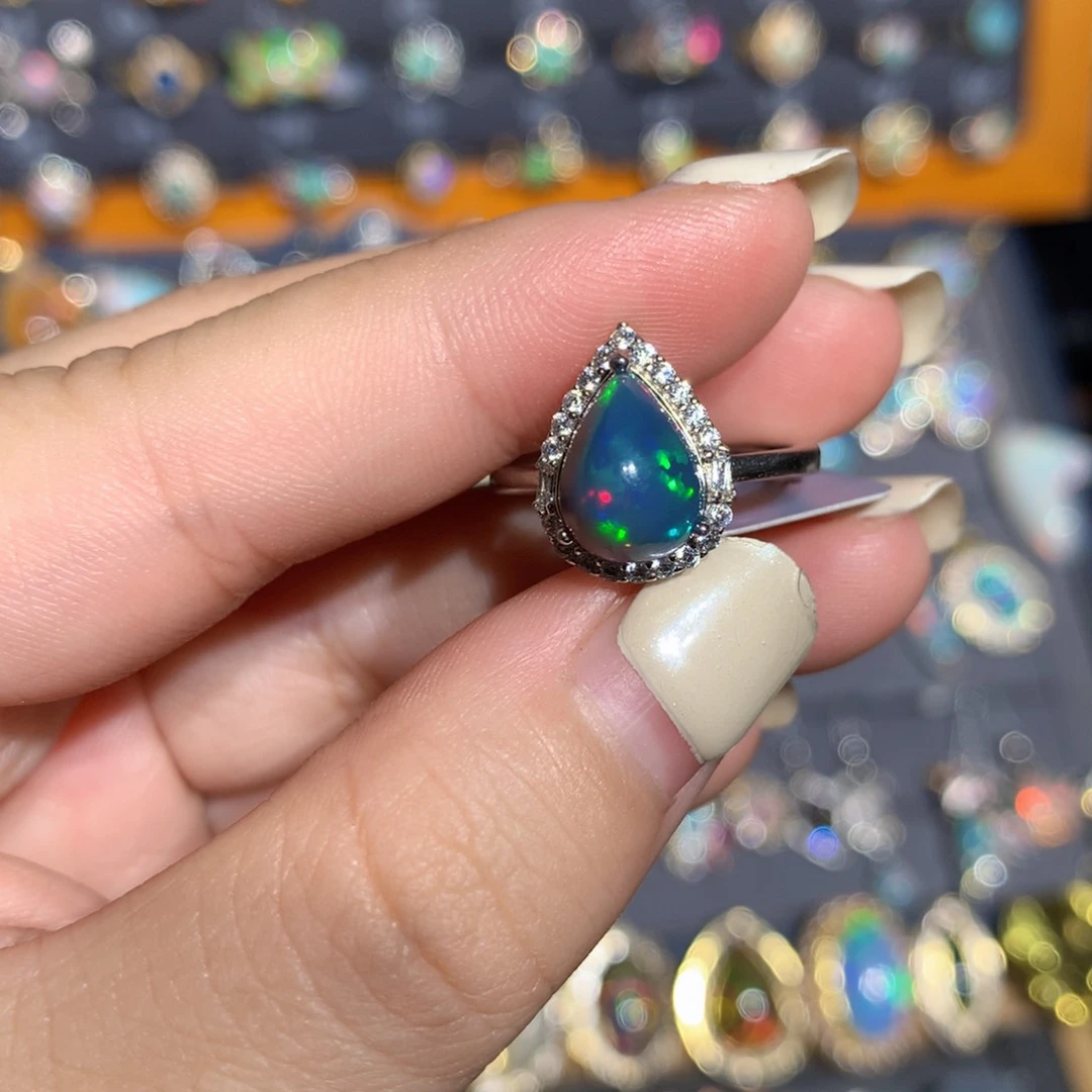 银S925镶嵌欧泊欧泊福利戒指l