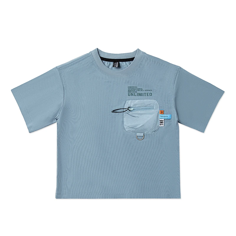 哈比熊夏款儿童T恤个性设计感口袋短袖圆领夏装帅气上衣潮