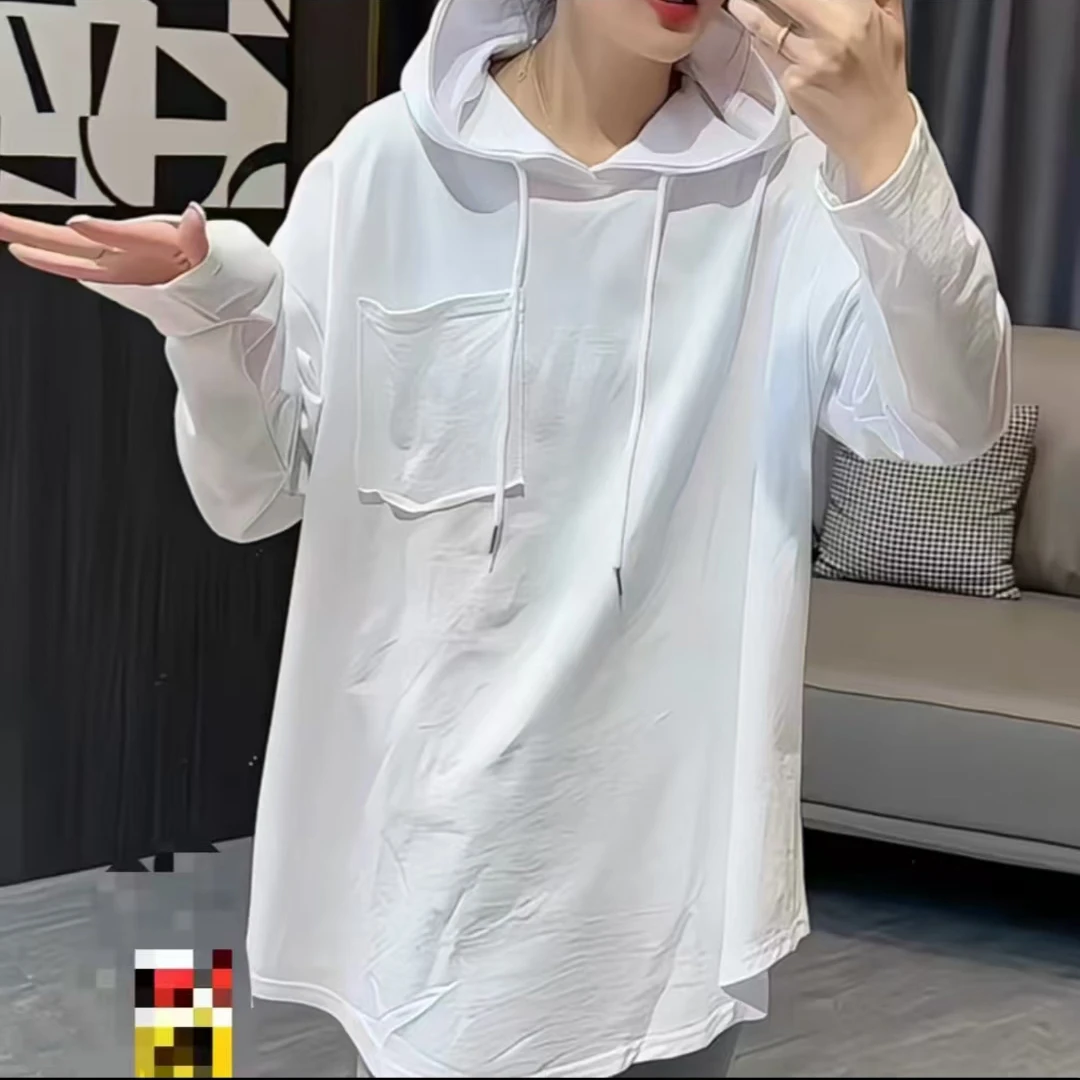 早秋新款休闲风简约净版纯色连帽百搭长袖衫