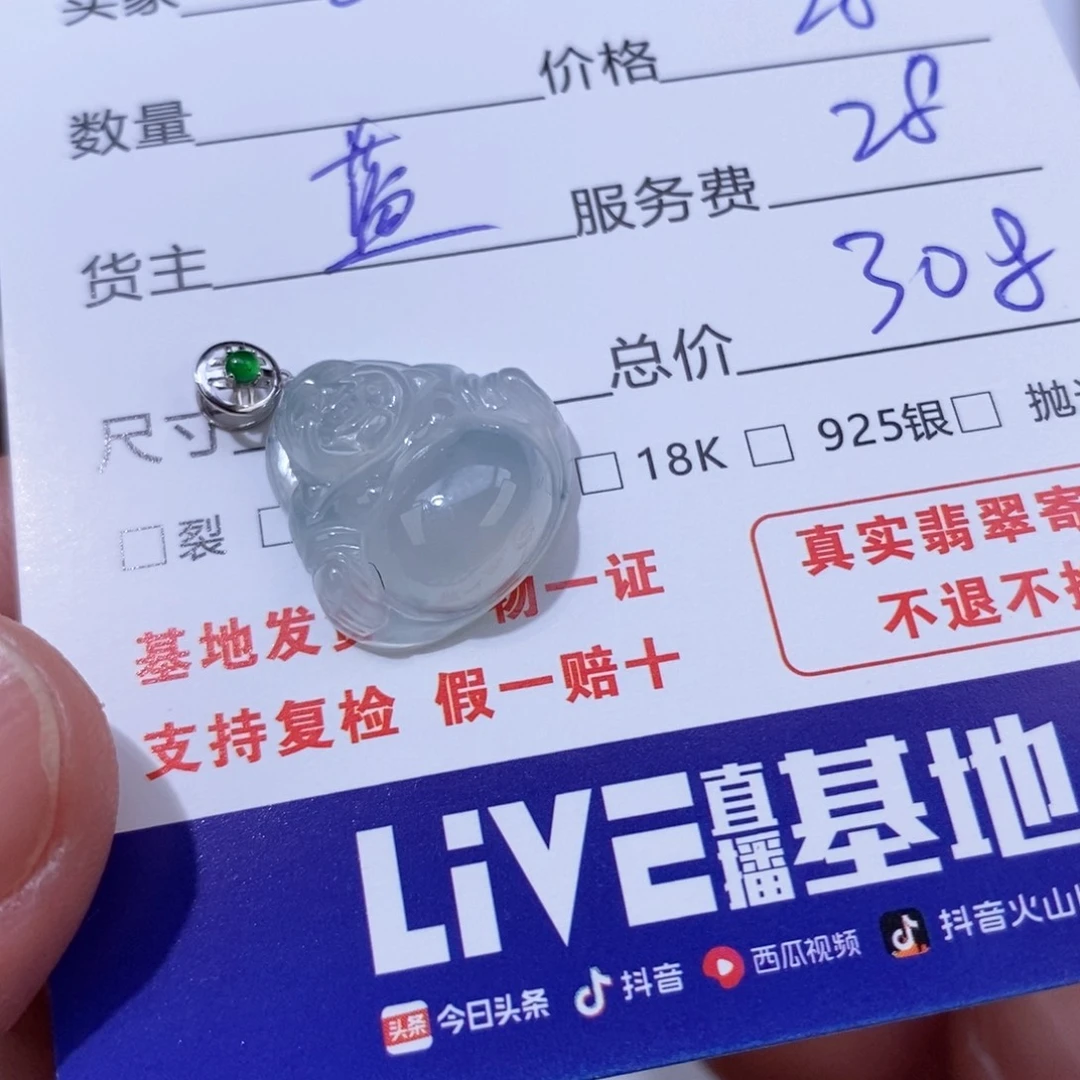 明***天翡翠18K金镶嵌颈饰