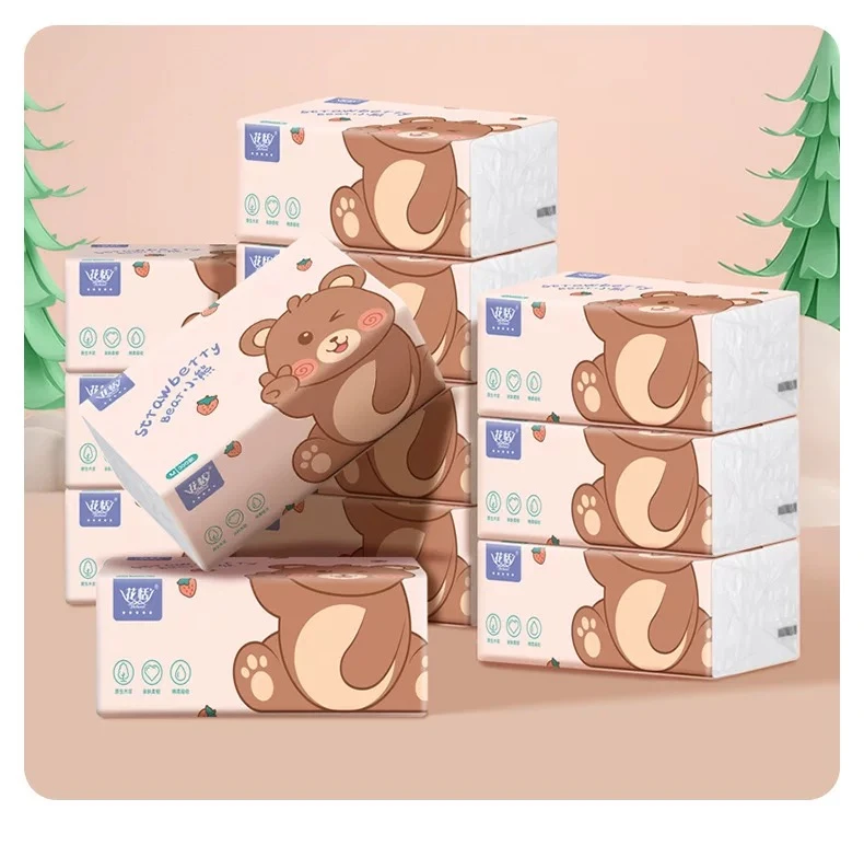 【纸巾对对碰】花恬300张75抽175*140四层加厚家用原生木浆母婴抽纸