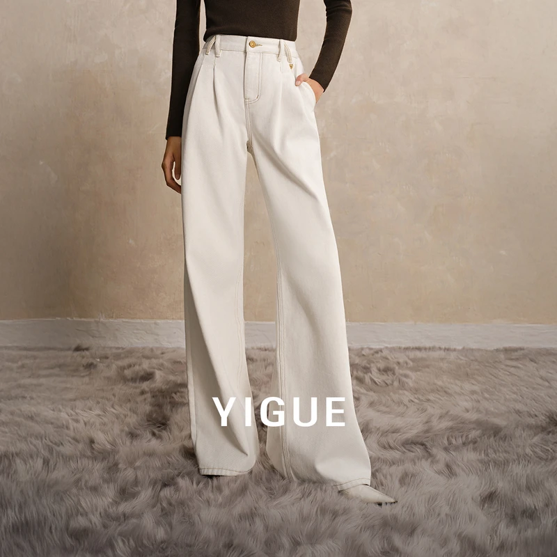 【辛小北】亦谷磨毛棉质牛仔裤长裤新款经典阔腿显瘦裤子G5WAQ224