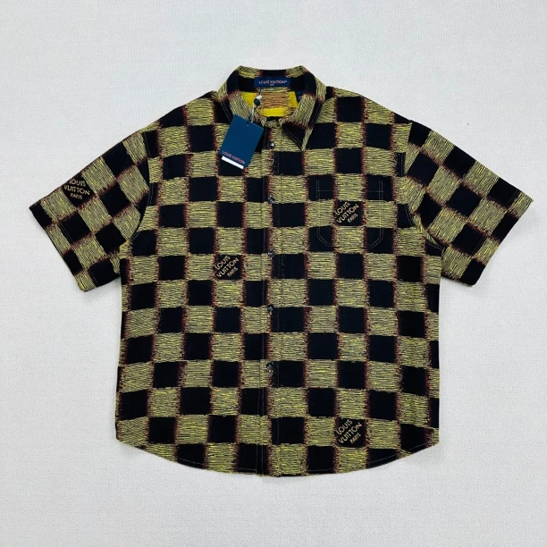 全新未使用 LouisVuitton/路易威登 棋盘格短袖衬衣/M码/WL0755