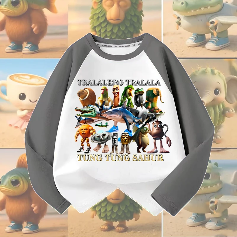 2025年款衣服美国ai山海经抽象游戏周边T恤长袖纯棉男女童装潮牌t