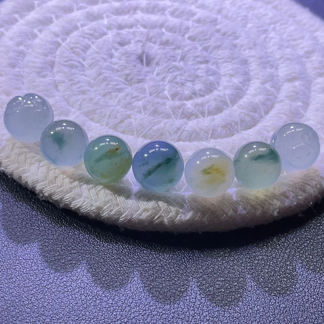 散珠翡翠展示勿拍缅甸翡翠a货卡11一组7颗特色一起走