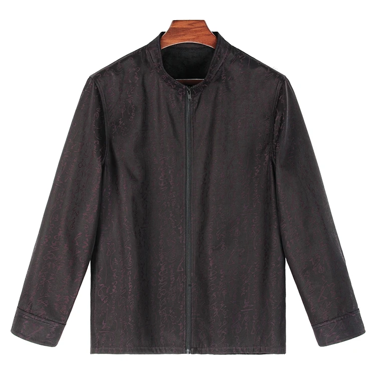 88996 男士长袖立领衬衣 桑蚕丝提花香云纱新中式复古休闲上衣