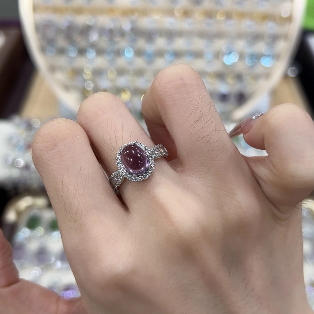 烎***e银S925镶嵌戒指紫晶
