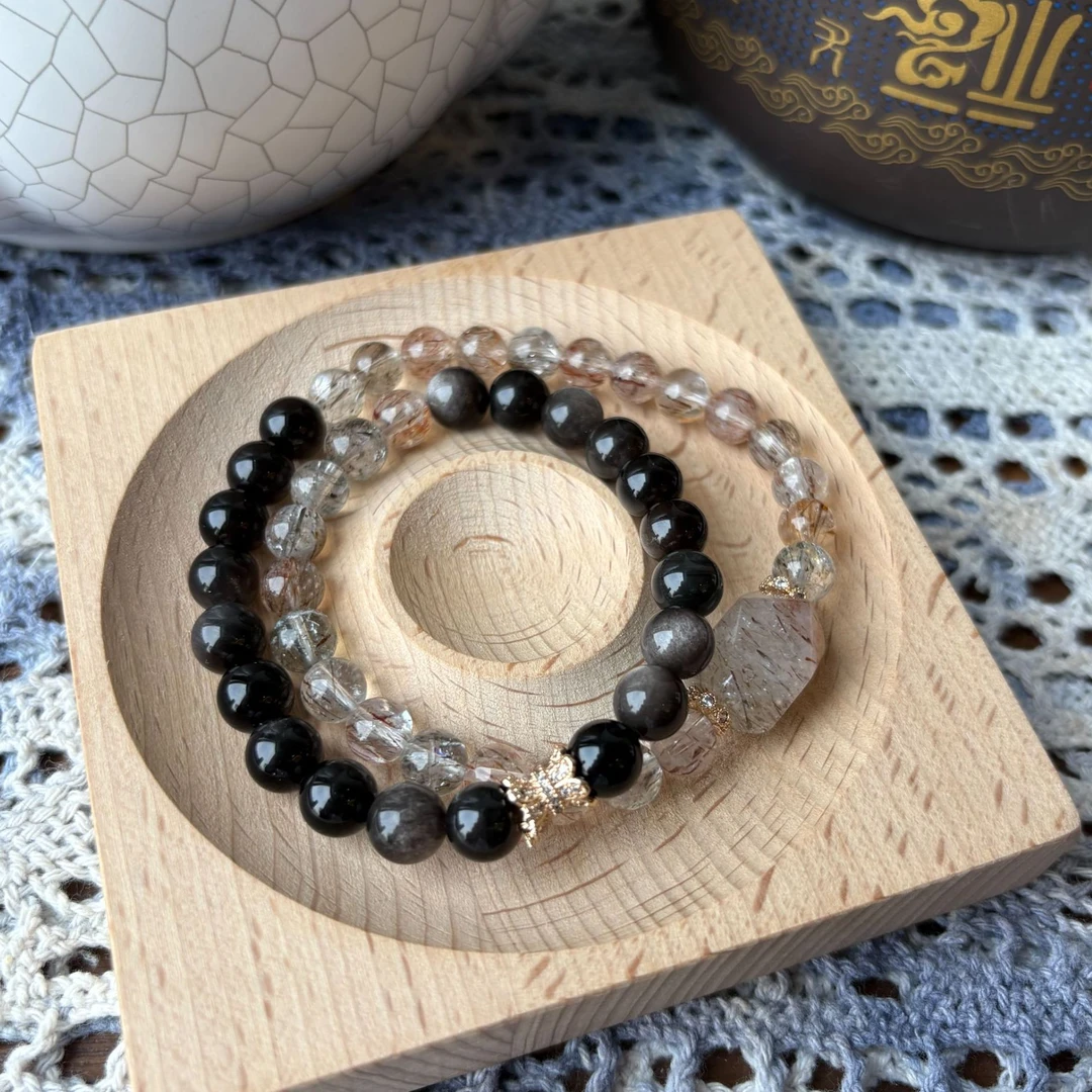 普陀山天然水晶手串·纳金652