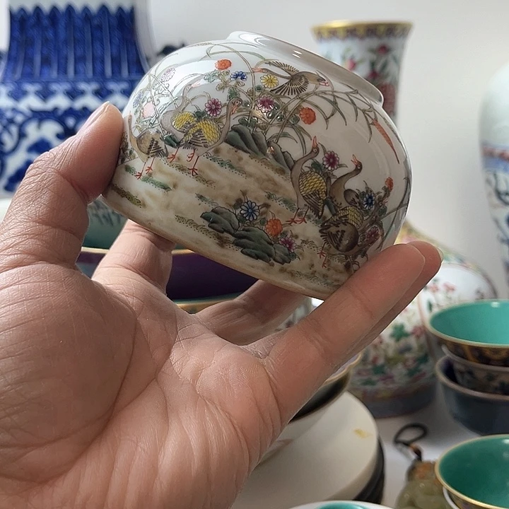 摆件趣*粉彩 马蹄罐 一个