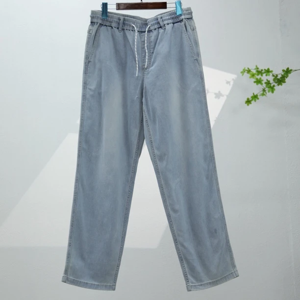 【杰】潮牌简约字母印花直筒牛仔裤瑕疵9010-C-5-8