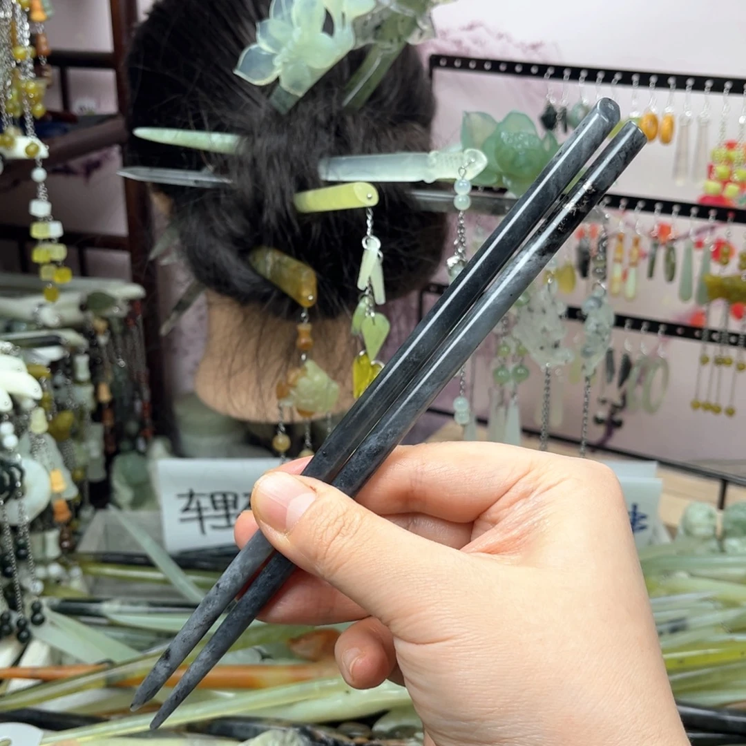 岫玉未镶嵌发饰长度21厘米左右