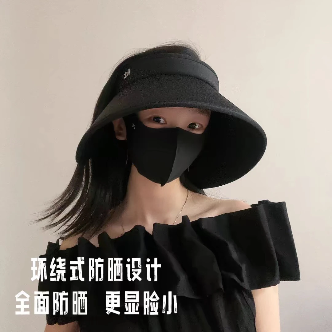 KT纯色款空顶环绕式大帽檐遮阳女夏防紫外线记忆海绵可折叠太阳帽