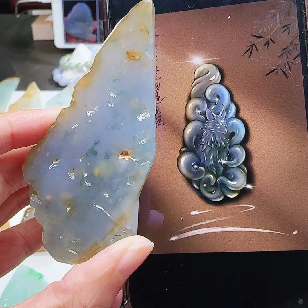 定制翡翠未镶嵌缅甸翡翠挂件