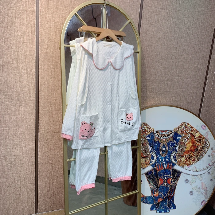 XX045孕妇白色月子服套装L90-130XL140XXL150