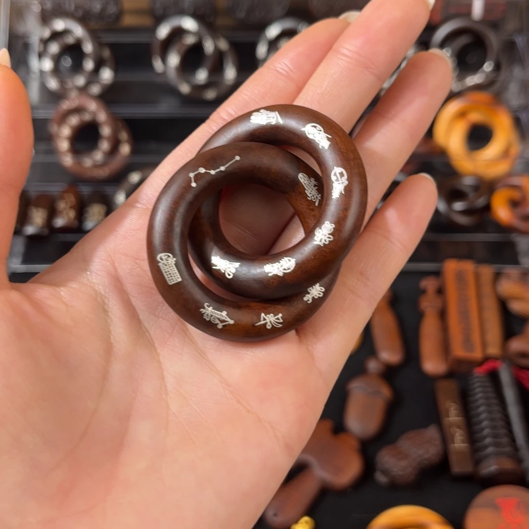 木雷枣老料 镶银五雷五路 乾坤圈