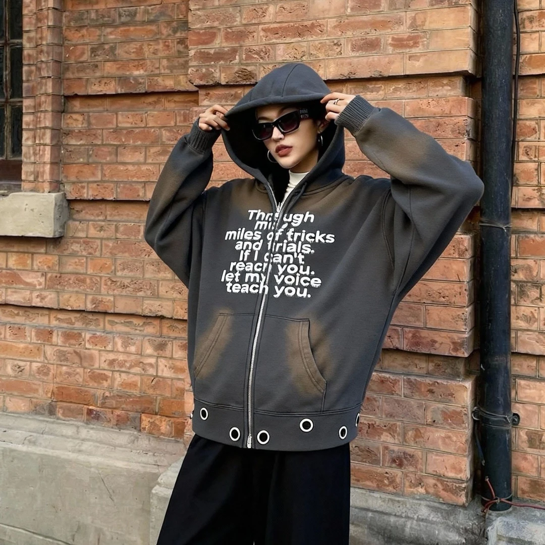 吨吨联名款卫衣ins百搭长袖休闲复古潮流宽松开衫款常规款秋季