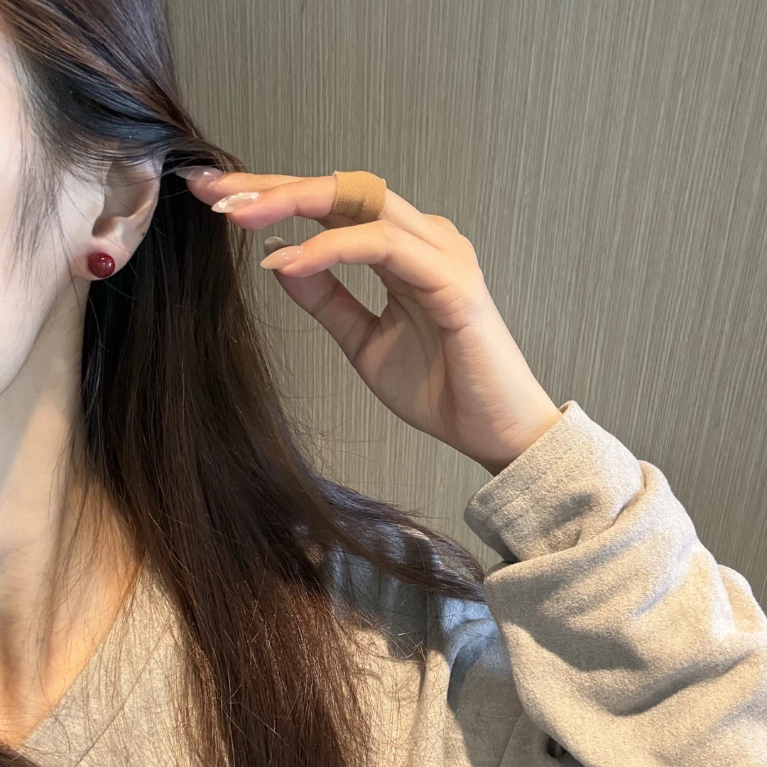 925银耳饰 朱砂耳钉s925银 无折扣