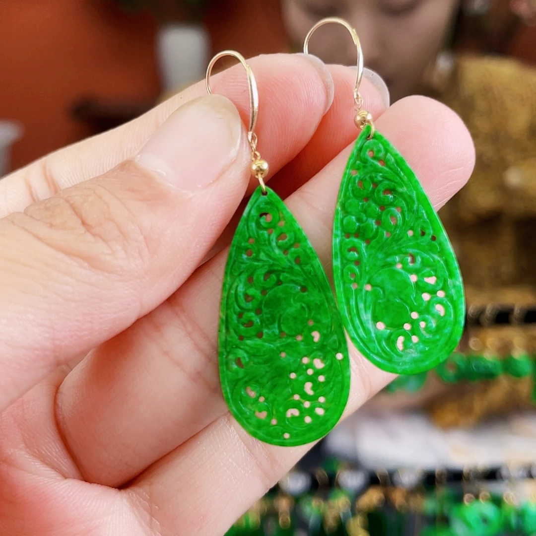 翡翠18K金镶嵌耳饰