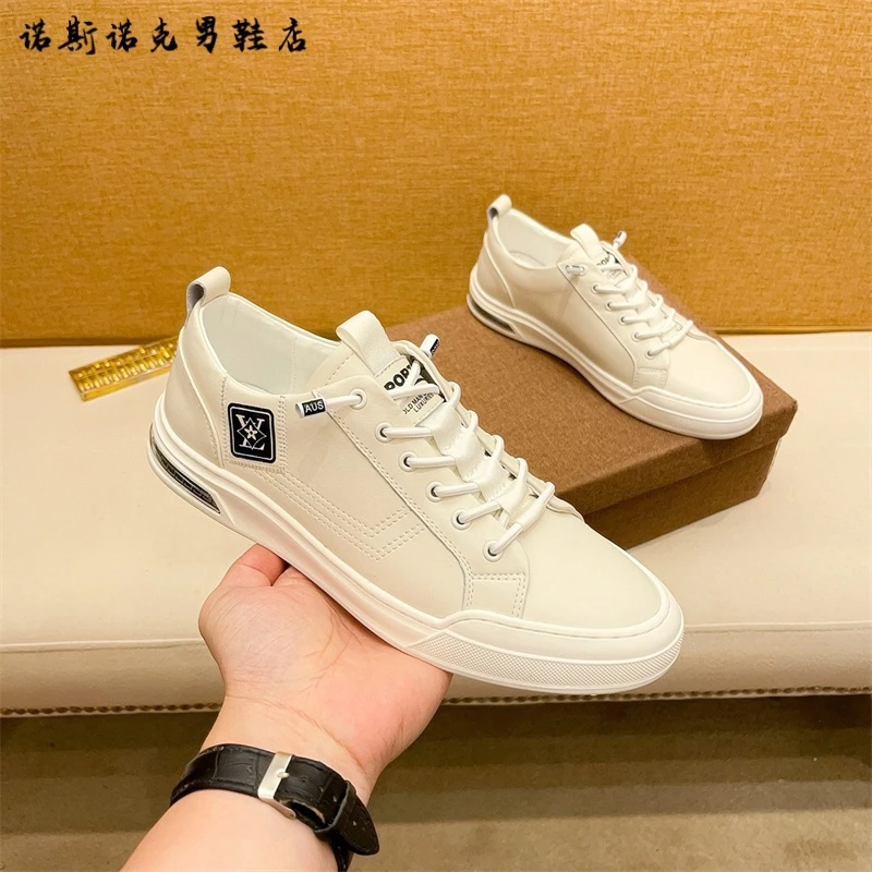 欧洲站男鞋头层牛皮2025春季新款时尚休闲真皮透气休闲一脚蹬板鞋