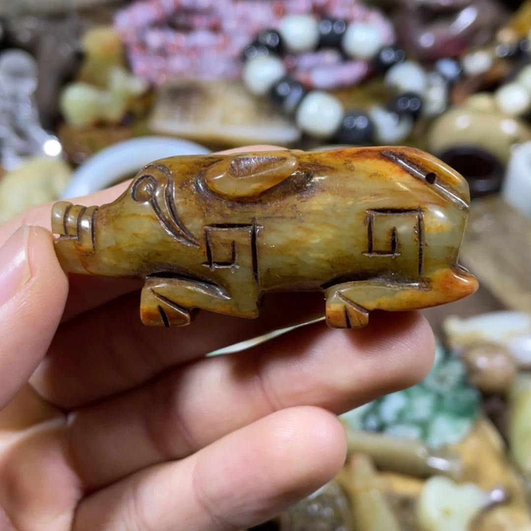 和田玉吊坠(不含链)足铂镶嵌