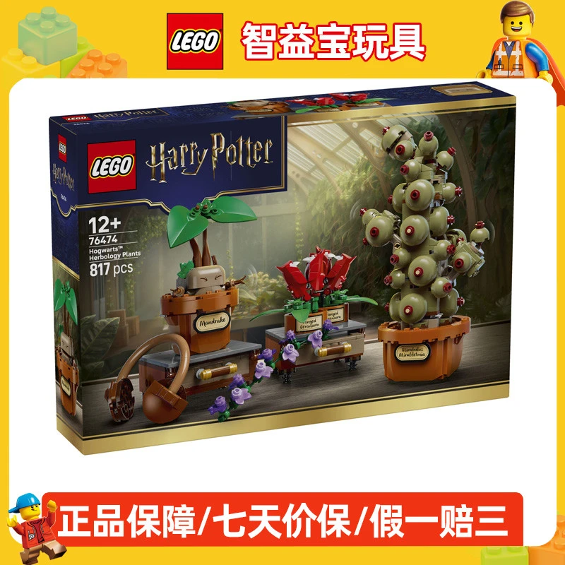 LEGO乐高哈利波特76474霍格沃茨草药课植物益智拼搭积木生日礼物