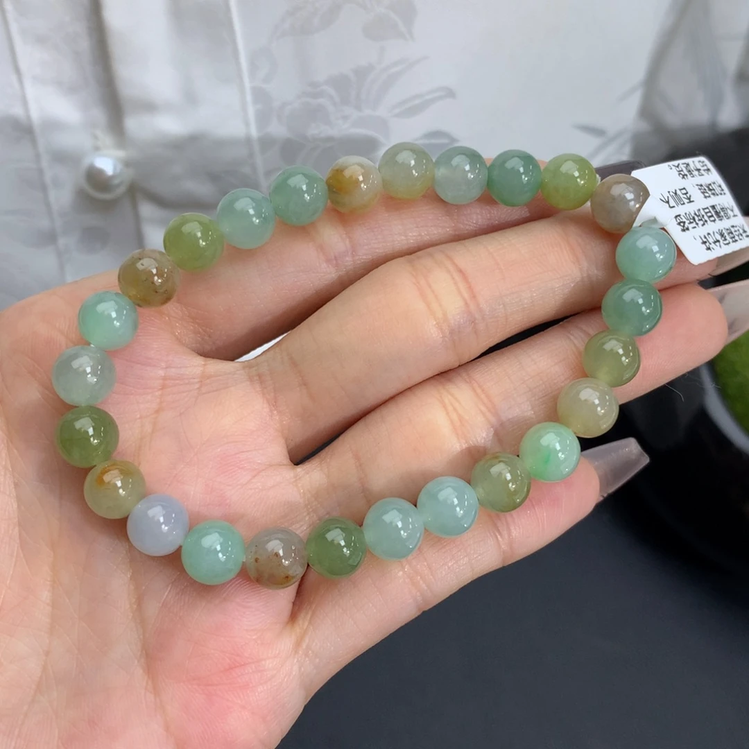 翡翠手链未镶嵌卡7.5冰胶多宝手串