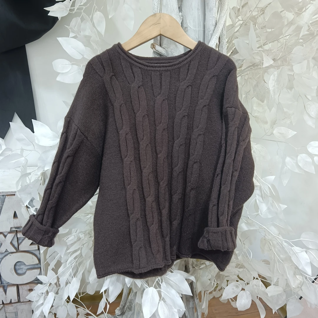 P728咖色加厚毛衣童装