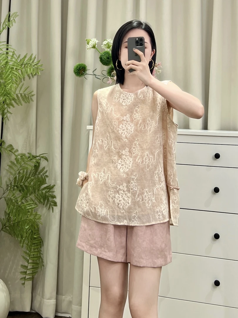 【深圳丽姐-彤彤】2507B亚麻发圈背心