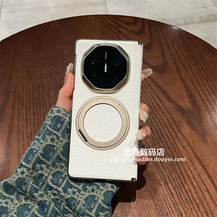 适用华为matex5/x6典藏版折叠手机壳真皮磁吸支架双中轴全包保护