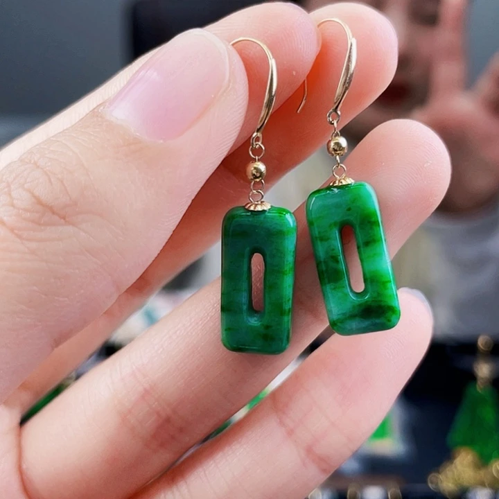 翡翠耳饰18K金镶嵌饰品