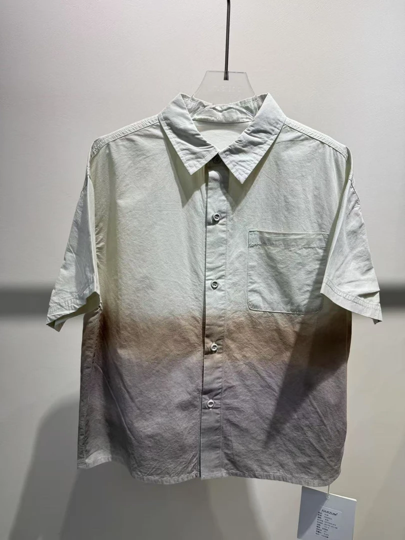 XTJ STUDIO童装 设计师款 JZ中大童 渐变衬衫短袖 新品