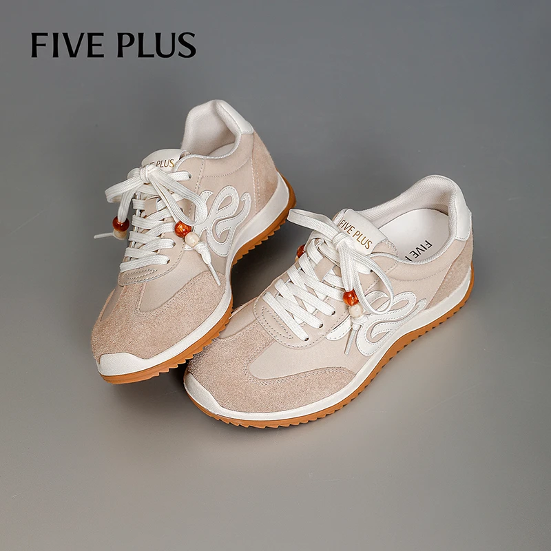 FIVE PLUS增高德训鞋女2025秋季新款时尚百搭拼色透气舒适休闲鞋