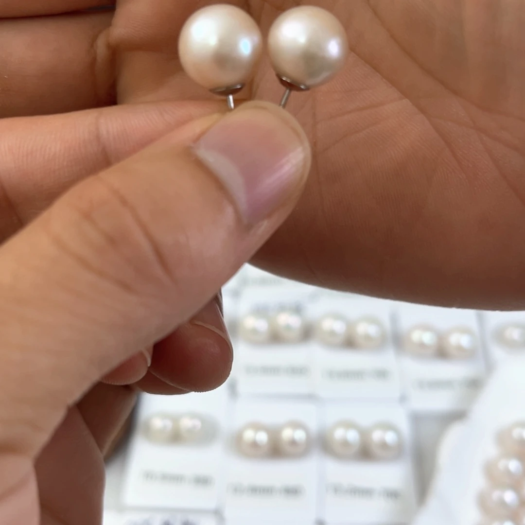 银S925镶嵌耳饰淡水珍珠