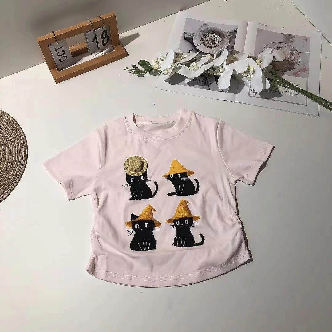 C131靓衣儿童夏季短袖T恤辣妹小猫款