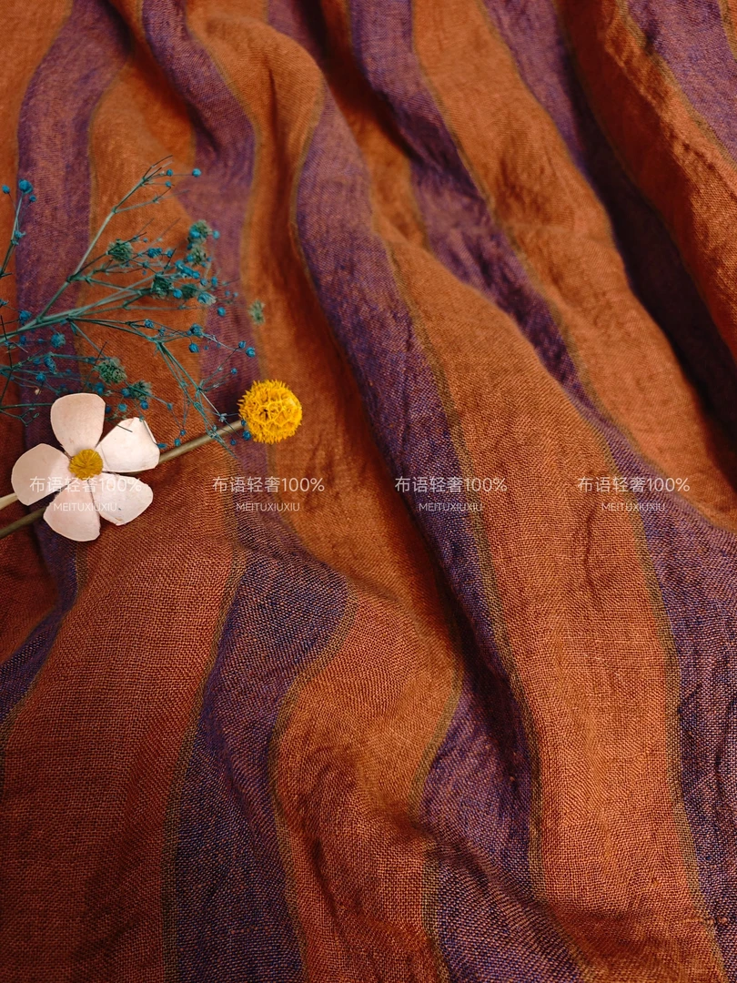 士林染色织亚麻面料橘红14支【定制类不支持七天无理由】