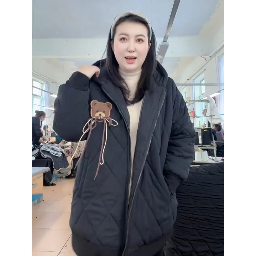 【胡小肥】12大码小熊棉服23365宽松百显瘦休闲冬季厚款时尚微胖