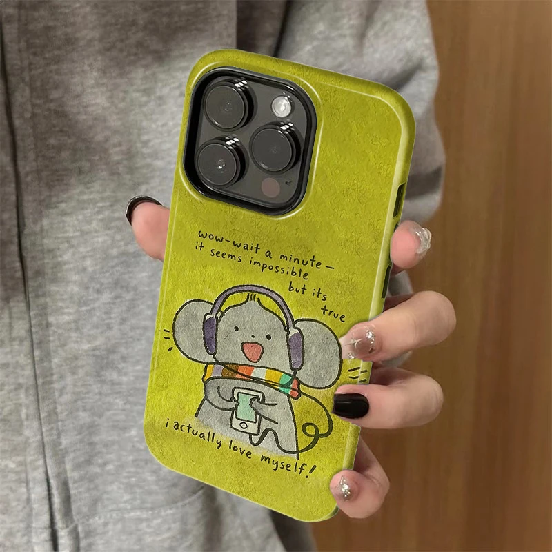 可爱耳机鼠适用苹果vivo华为oppo小米iPhone17菲林二合一手机壳潮