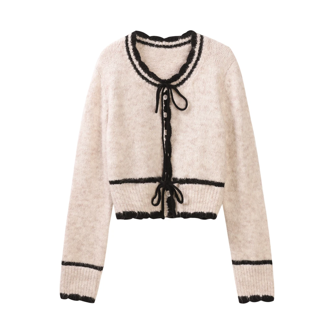 【品牌撤柜款ZB】气质拼色毛衣女装冬季2024新款保暖上衣L52579